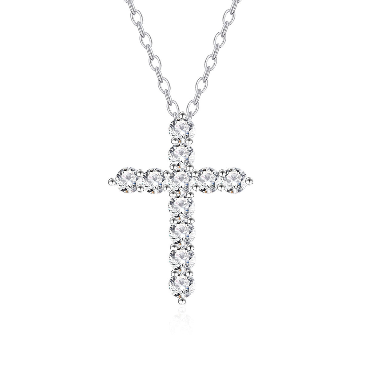 Elegant Cross Cubic Zirconia 925 Sterling Silver Necklace