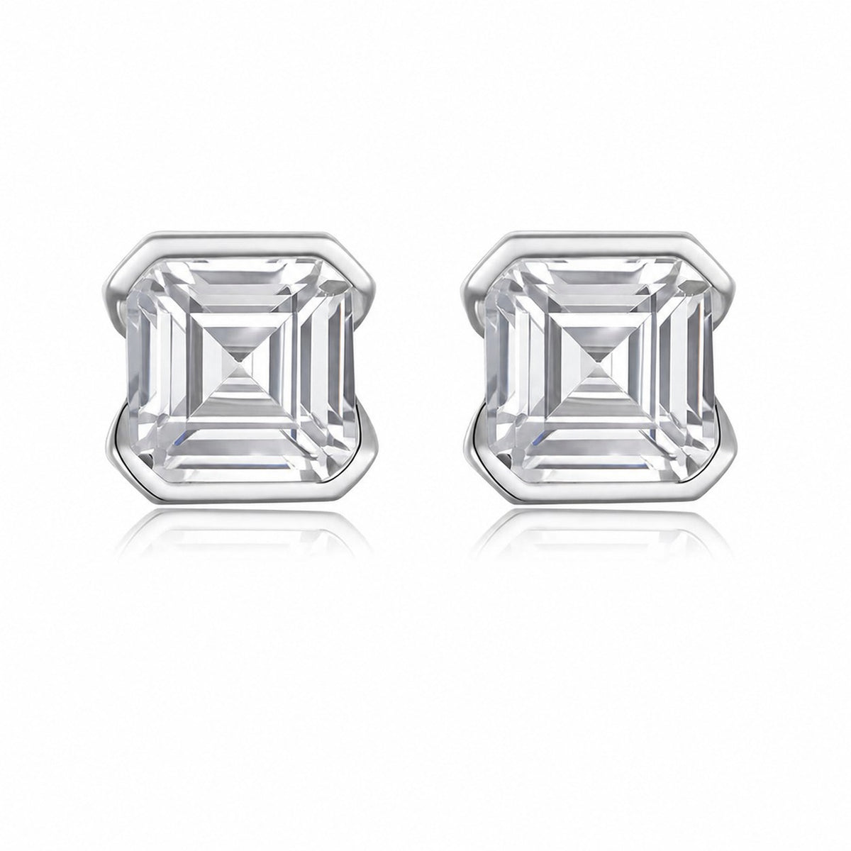 Square Moissanite 925 Sterling Silver Stud Earrings