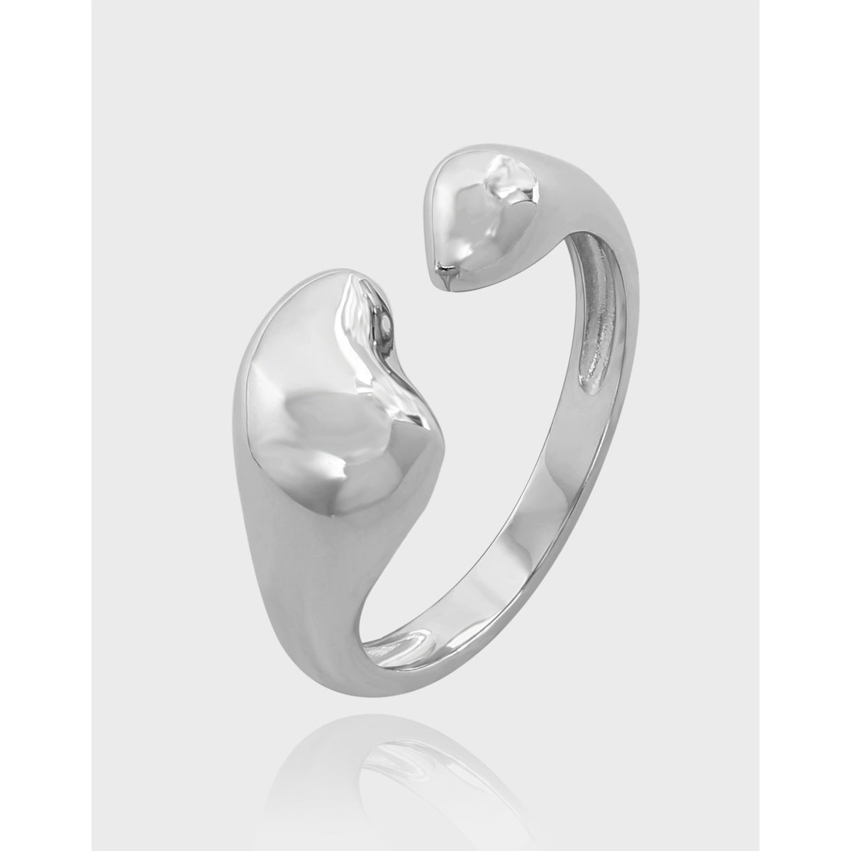 Elegant Geometric Design Pure Metal 925 Sterling Silver Adjustable Open Ring