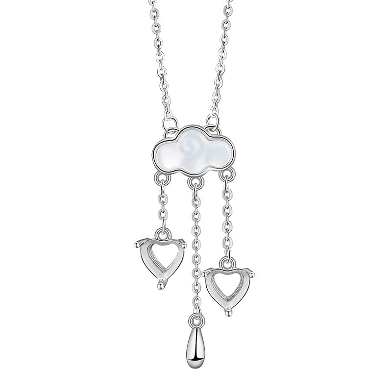 Anchor shaped and cloud-shaped pendant necklace for DIY  Hollow stone inlay 925 sterling silver cross chain Necklace