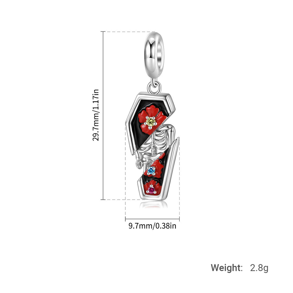 Gothic Coffin Punk Style S925 Sterling Silver DIY Bracelet Jewelry Accessories  Dark Aesthetic Design Charm