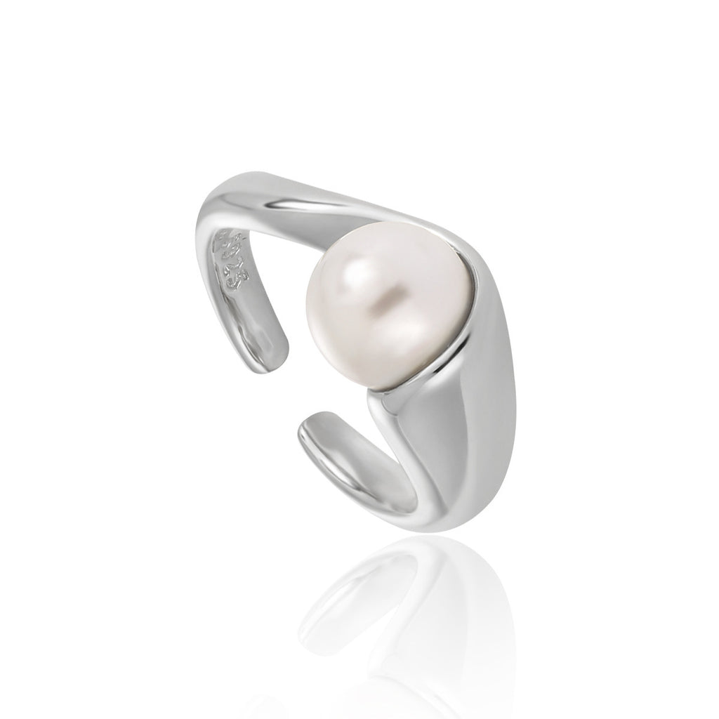 Elegant Geometric Design Shell Pear 925 Sterling Silver Adjustable Ring for Women Unique Style Modern Fashion Jewelry Anniversary Gift