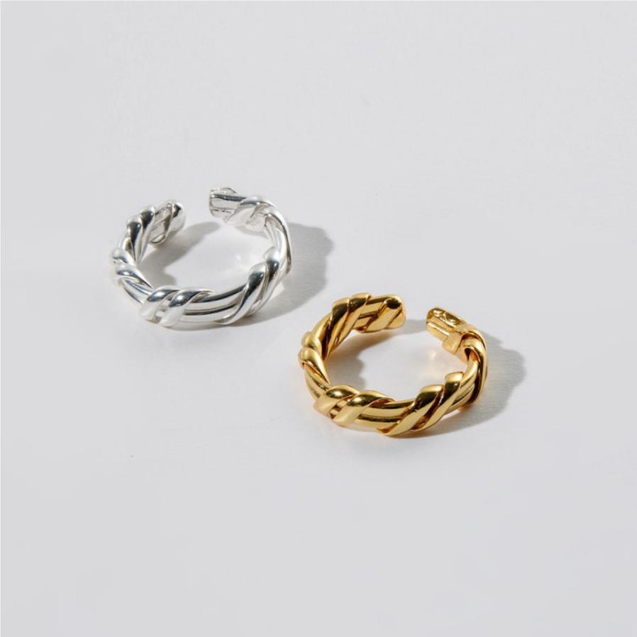 Twisted Geometric Design Adjustable 925 Sterling Silver Pure Metal Ring