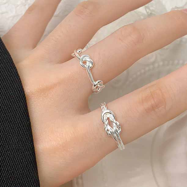 New Irregular Twisted Knot 925 Sterling Silver Adjustable Ring