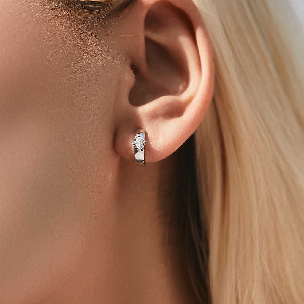 Elegant U-Shaped Moissanite Hoop Earrings S925 Silver Vintage Design for Women, 2025 Hot Sale Jewelry Gift for Party, Wedding, Casual Elegant Style 0.20ct Brilliant Cut