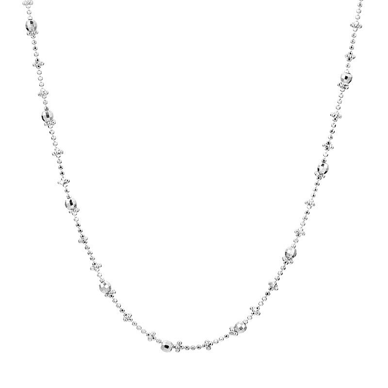 Elegant Geometric Design Adjustable Tennis 925 Sterling Silver Beaded  Chain Necklace