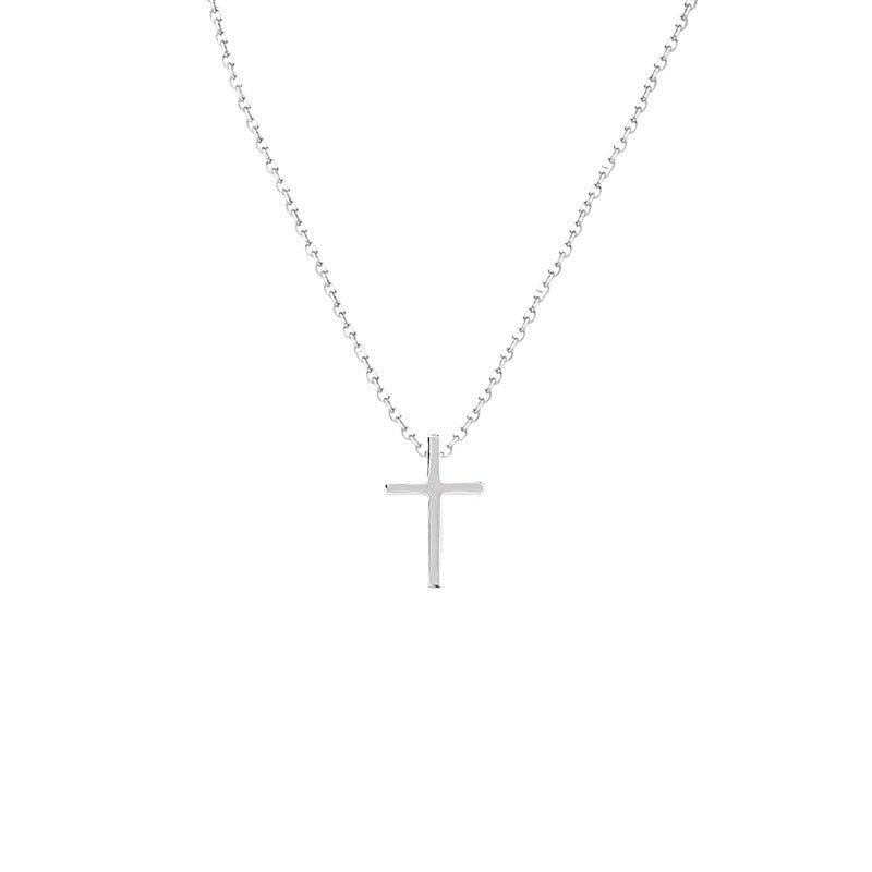 Minimalist Cross Pendant Necklace  925 Sterling Silver Geometric Chain Necklace