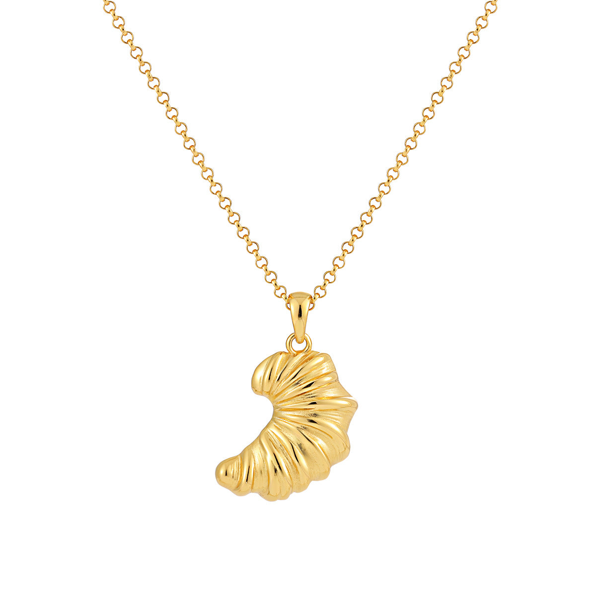 Fashion Food Irregular Croissant 925 Sterling Silver Necklace