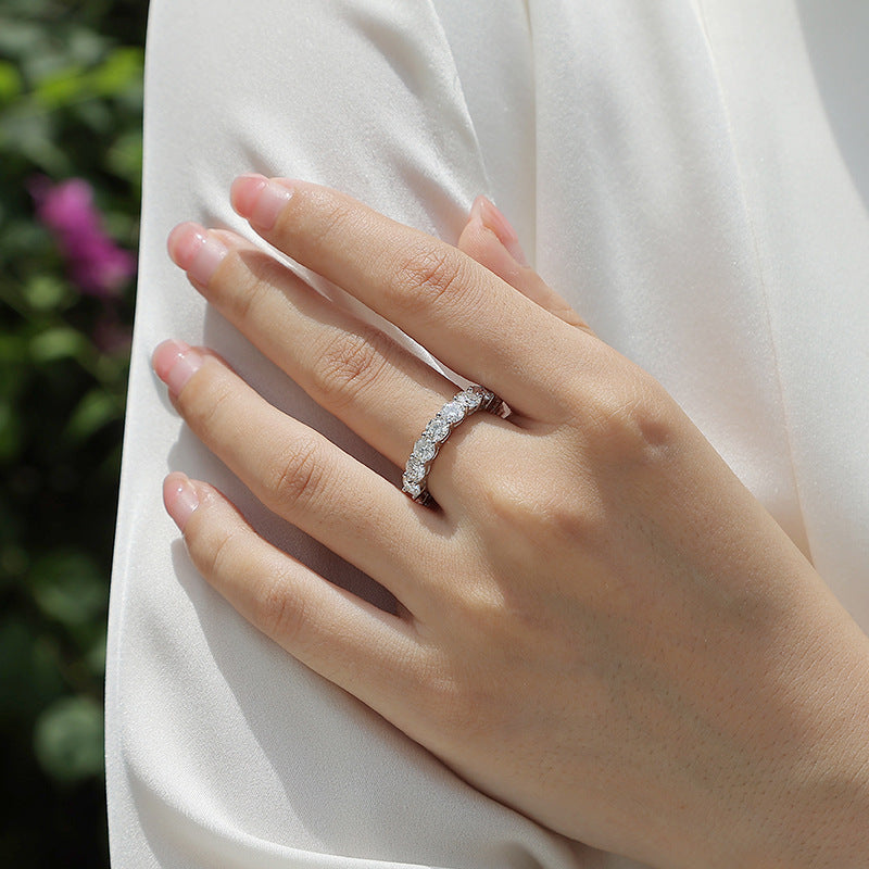 Women Elegant Style 925 Sterling Silver High-End Jewelry Moissanite Geometric Design Luxury Fashion Ring