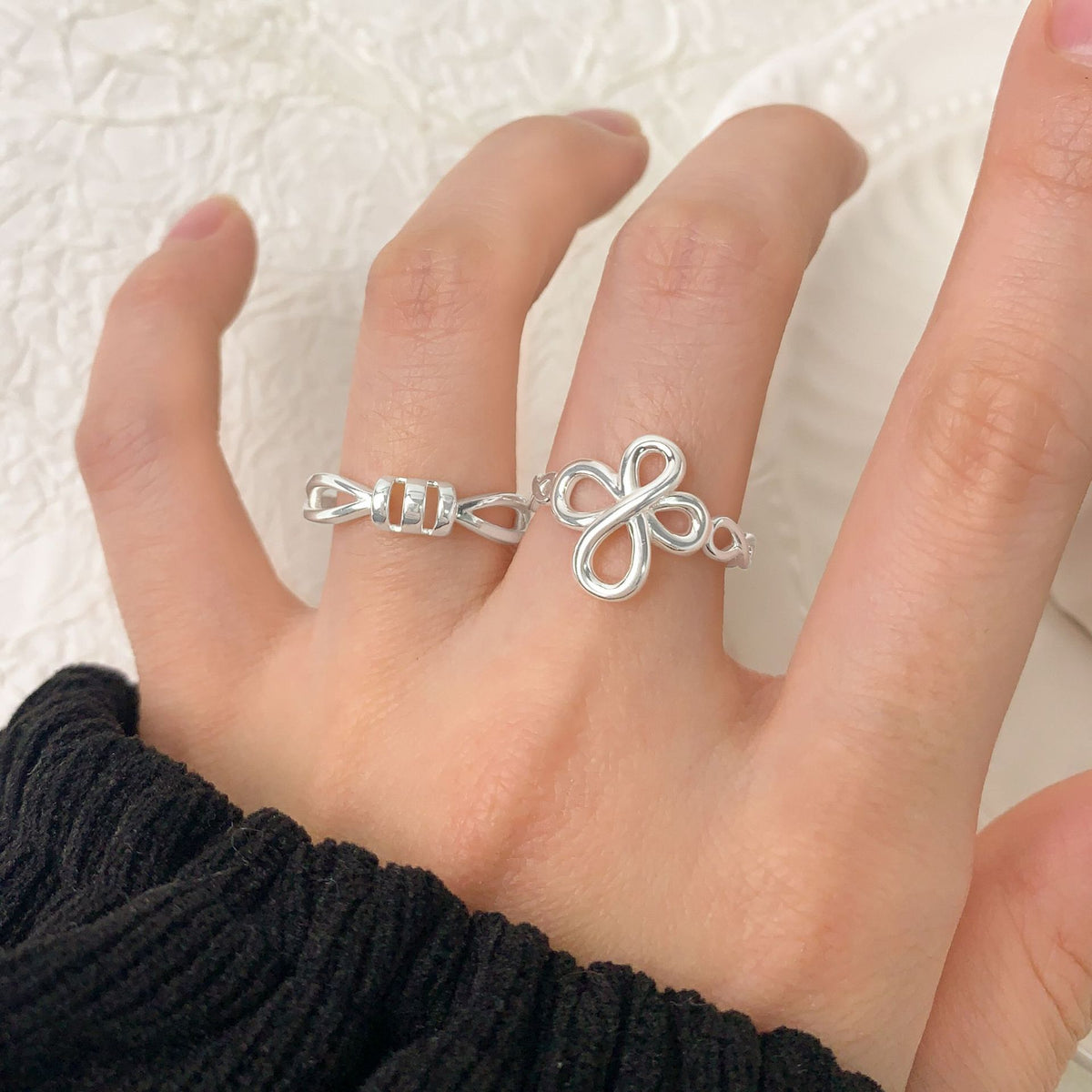 Modern Simple Spiral 925 Sterling Silver Adjustable Ring
