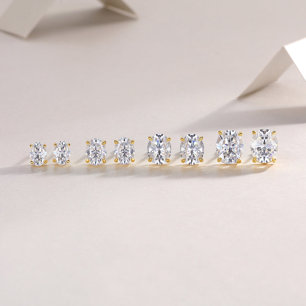 Elegant Geometric Moissanite 18K Gold Plated 925 Sterling Silver Stud Earrings