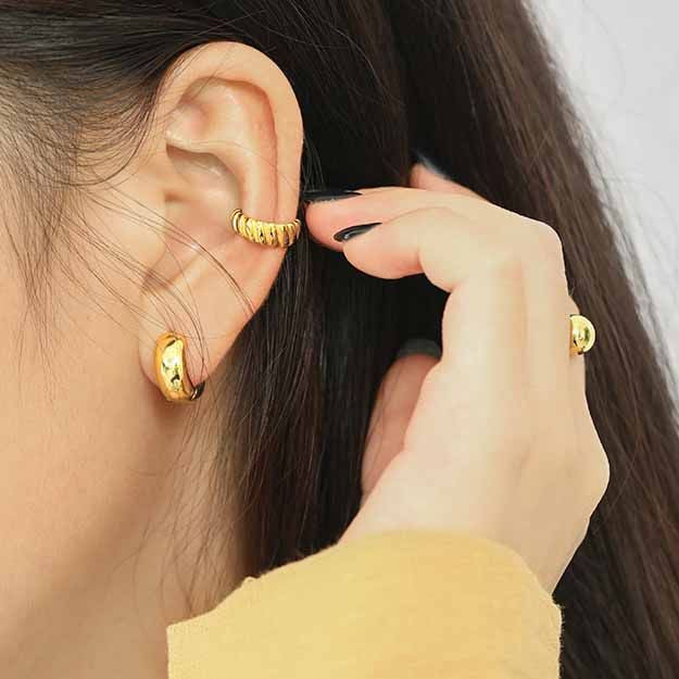 Minimalism Mini Wide Circle 925 Sterling Silver Huggie Hoop Earrings