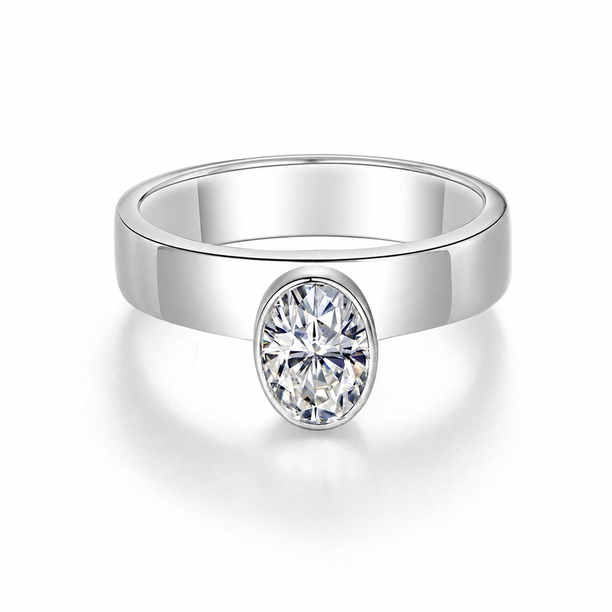 Oval Shaped  Shank  A Minimalist Design Moissanite 925 Silver Ring