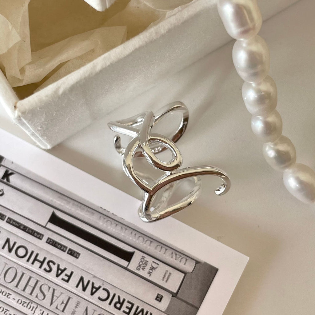 Elegant Heart Infinity Symbol Design 925 Sterling Silver Adjustable Ring