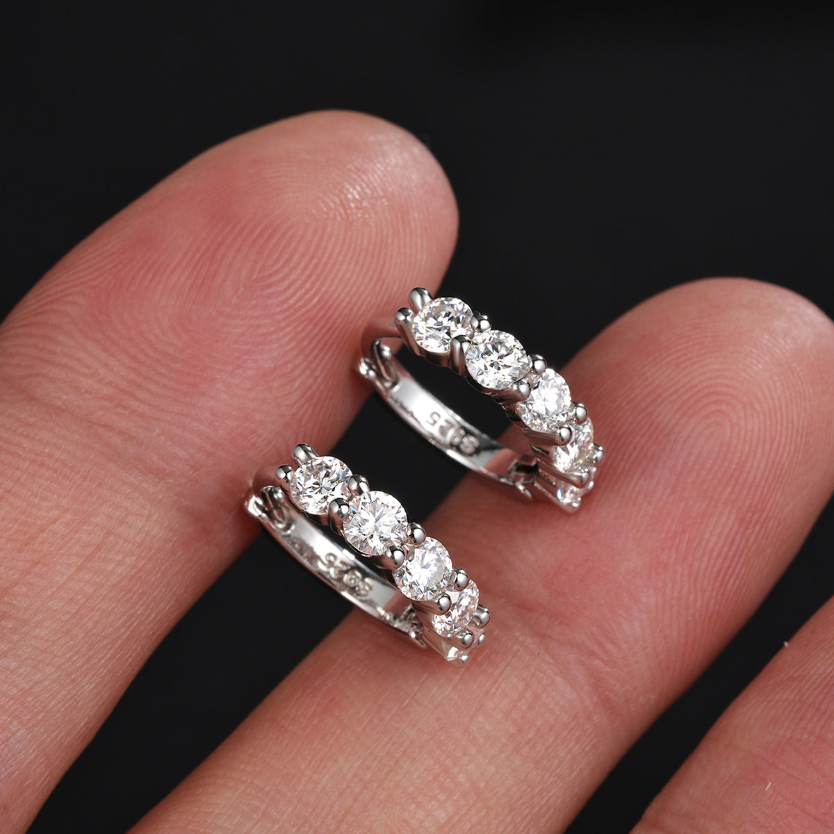 Mossanite  925 Sterling Silver Hoop Earrings