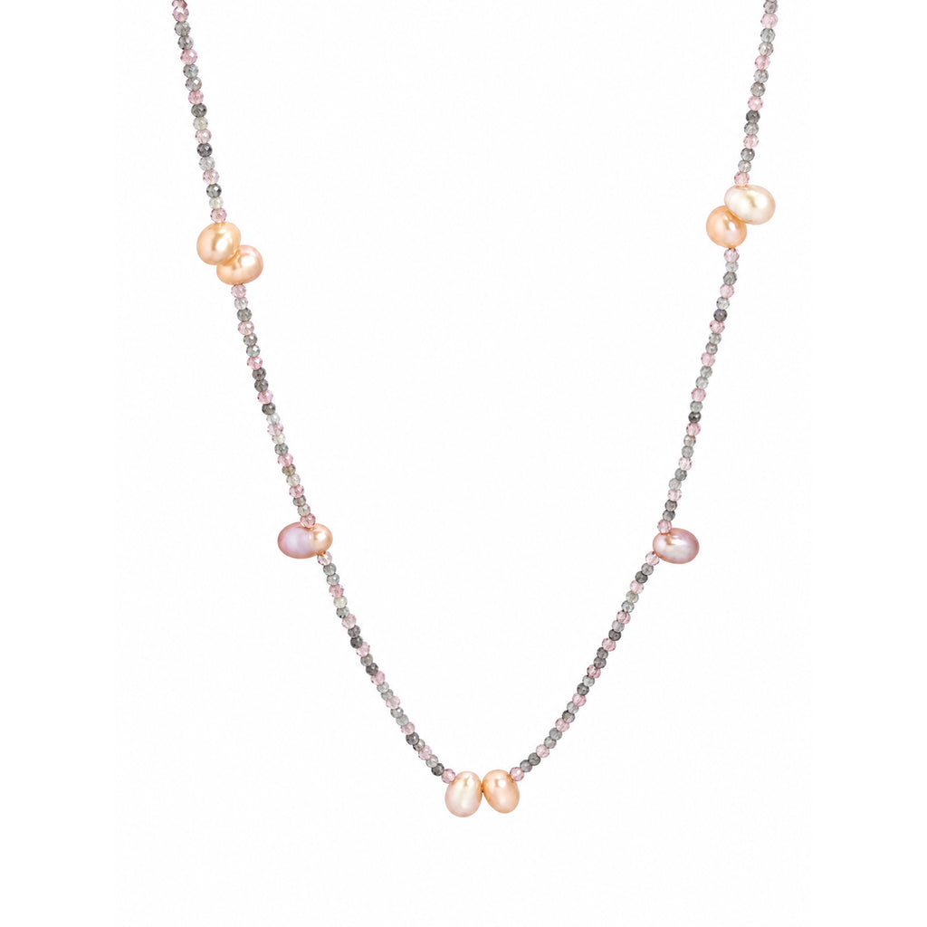 Minimalist Light Purple Gemstone Baroque Pearl Silver Beaded Adjustable Casual Romantic Occasions 925 Sterling Silver Necklace