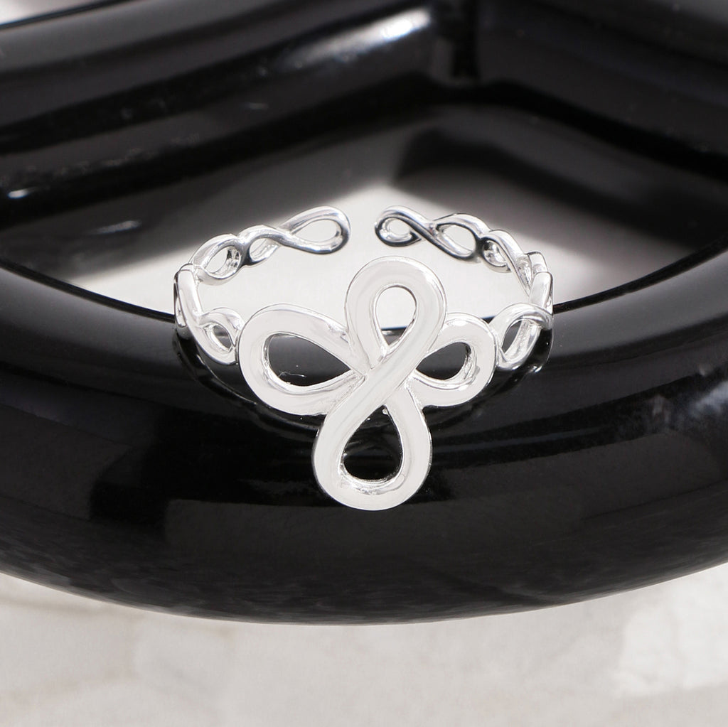 Holiday Fashion Hollow Infinite Symbol 925 Sterling Silver Adjustable Ring