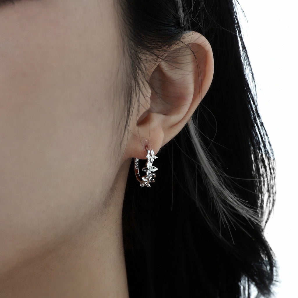 Butterfly Vine 925 Sterling Silver Women's Close to the Ear Simple and Stylish Earrings