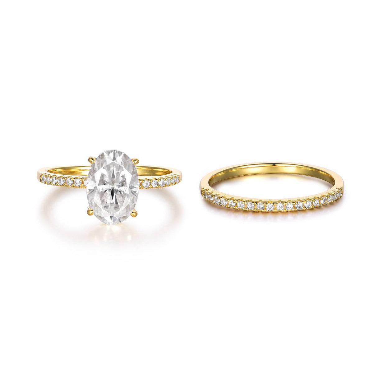 Oval-cut Moissanite 925 Sterling Silver Ring Set