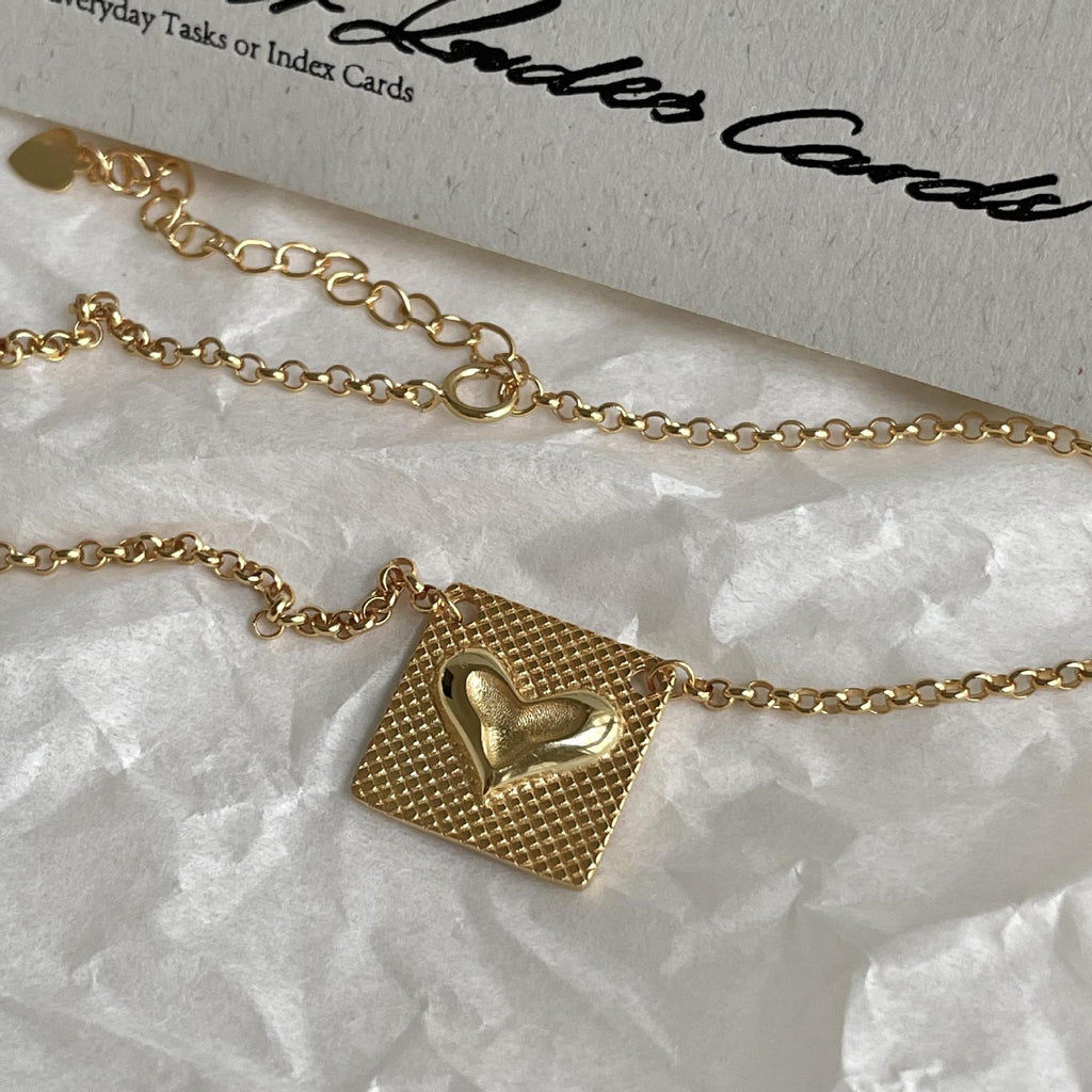 Vintage Square Heart 925 Sterling Silver Necklace