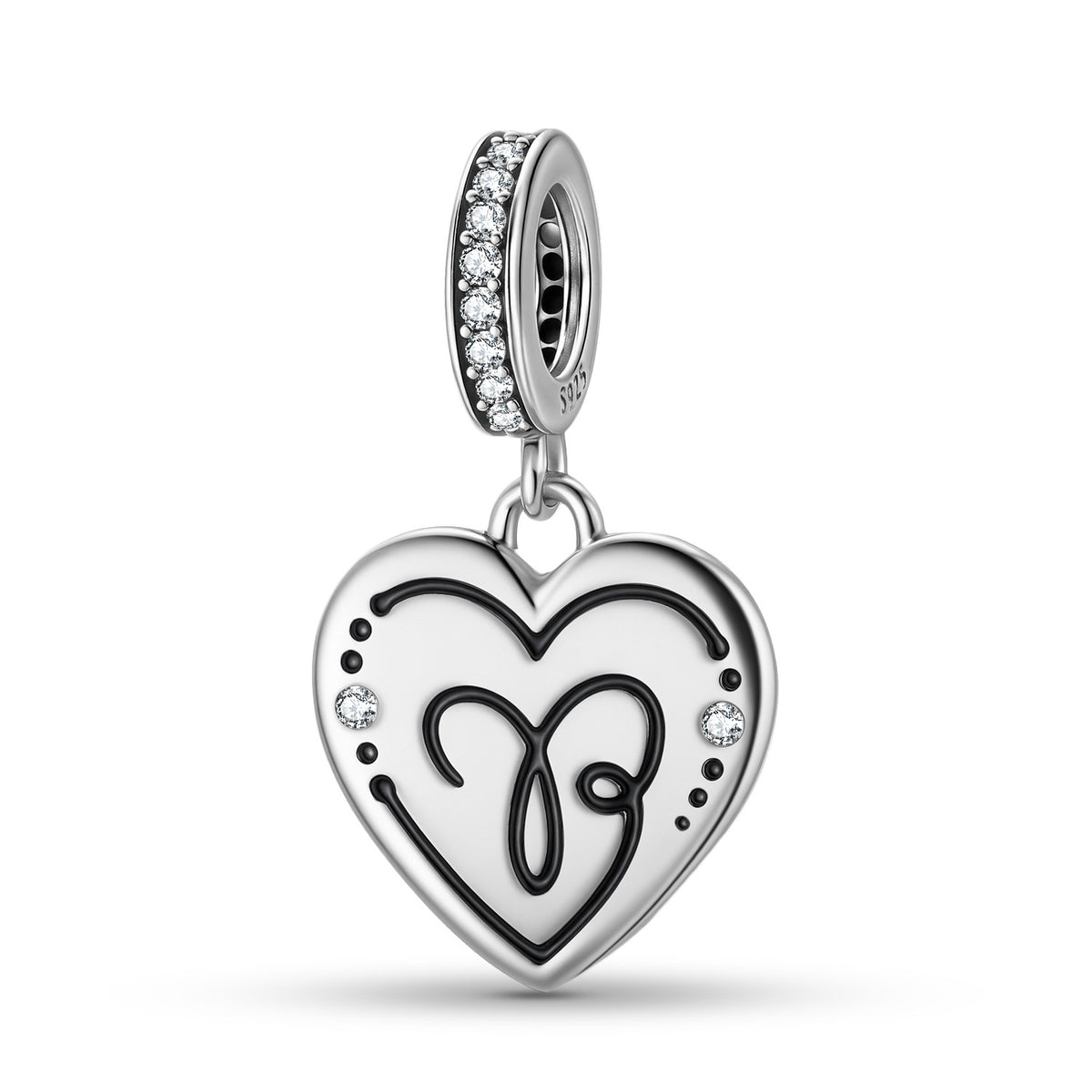 Heart Shaped 12 Zodiac Signs Zircon 925 Sterling Silver Bracelet Pendant