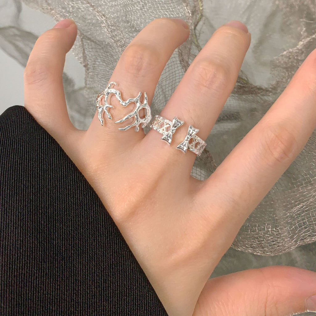 Fashion Irregular Withered Tree Brach 925 Sterling Silver Adjustable Ring