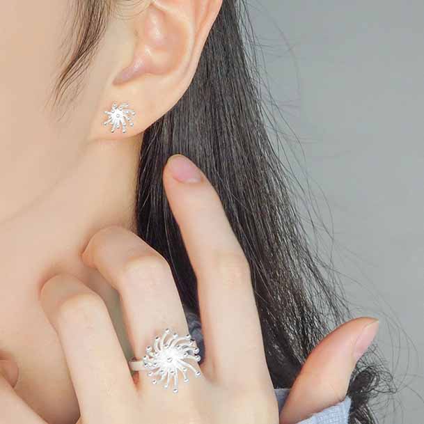 Holiday Irregular Firework 925 Sterling Silver Adjustable Ring