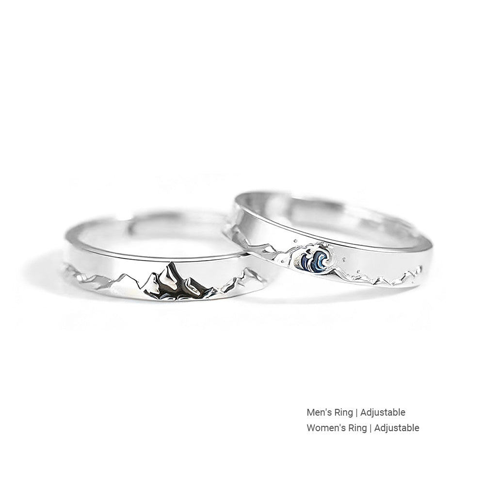 Romantic Timeless Silver 925 Sterling Silver Open Adjustable Couple Rings