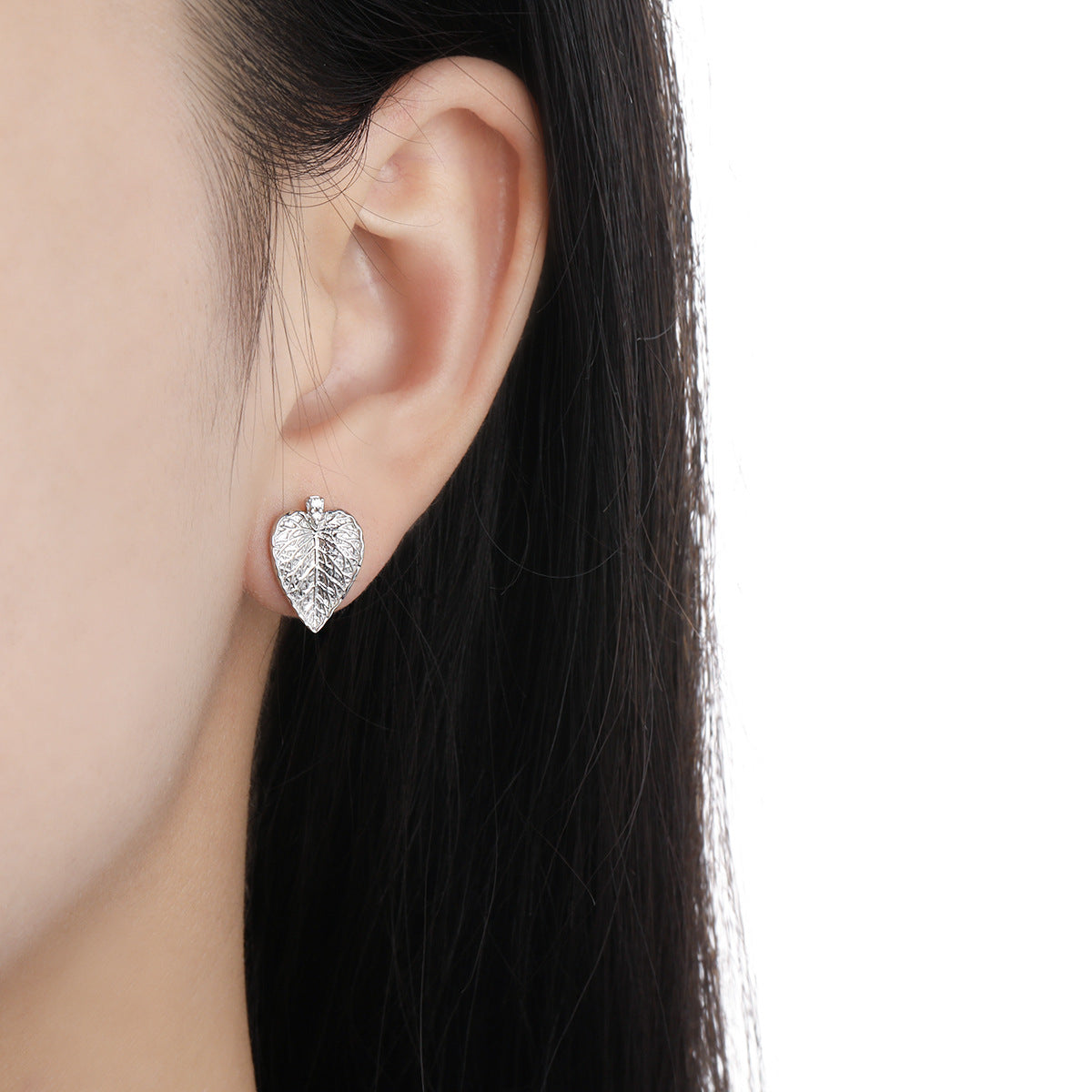 Party Irregular CZ Leaves 925 Sterling Silver Stud Earrings