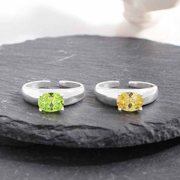 Modern Elegant Oval CZ 925 Sterling Silver Adjustable Ring