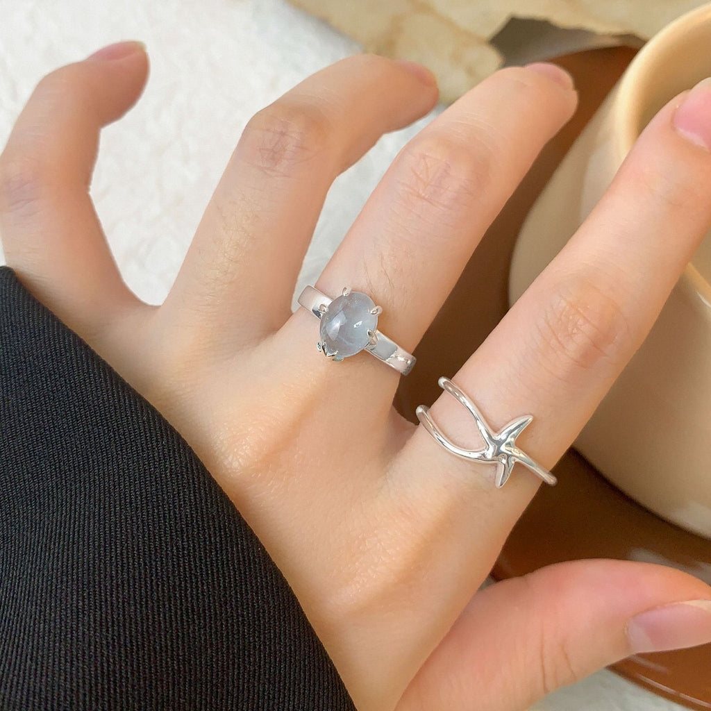 Girl Fashion Starfish 925 Sterling Silver Adjustable Ring