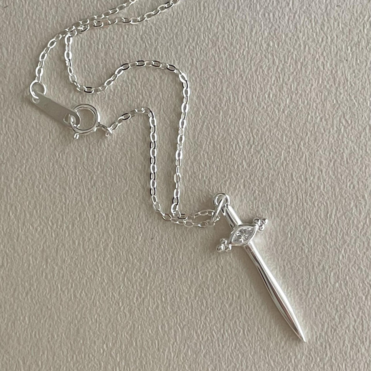 Fashion CZ Cross Sword 925 Sterling Silver Necklace