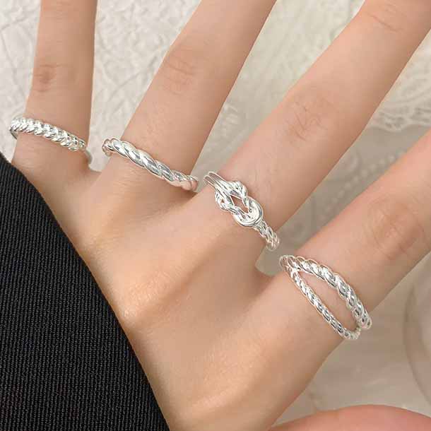 New Irregular Twisted Knot 925 Sterling Silver Adjustable Ring