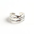 Women Modern Minimalist Fashion Jewelry Multi Layer Crisscross Wrapped LineSolid 925 Sterling Silver Adjustable Open Band Ring