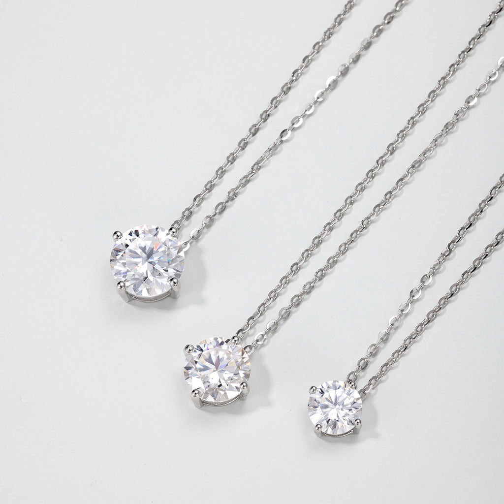 Minimalist Moissanite Four Prong  925 Silver Necklace