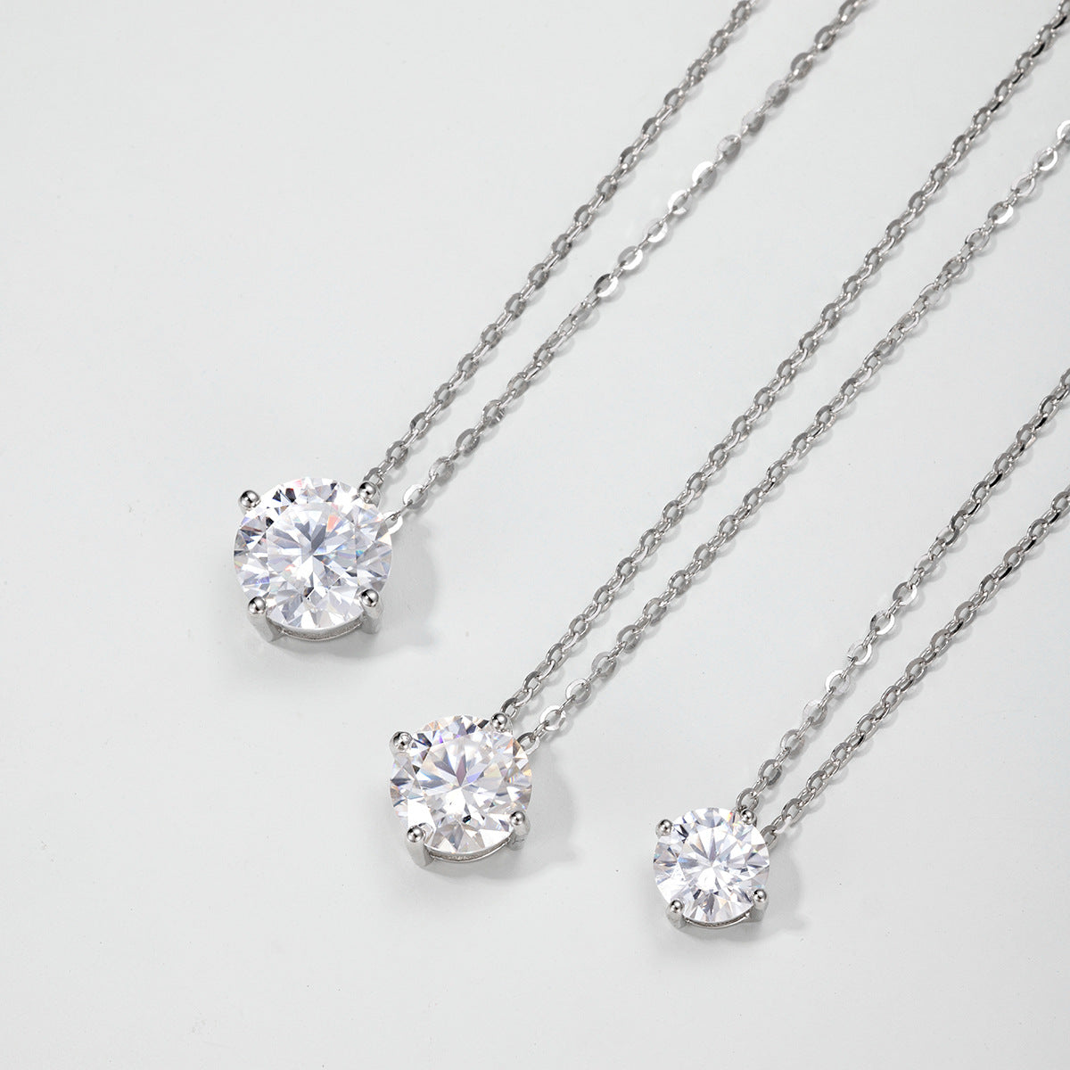 Minimalist Moissanite Four Prong  925 Silver Necklace