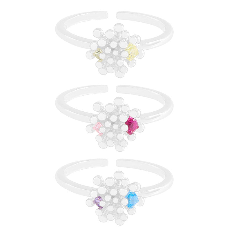 Holiday Irregular CZ Firework 925 Sterling Silver Adjustable Ring