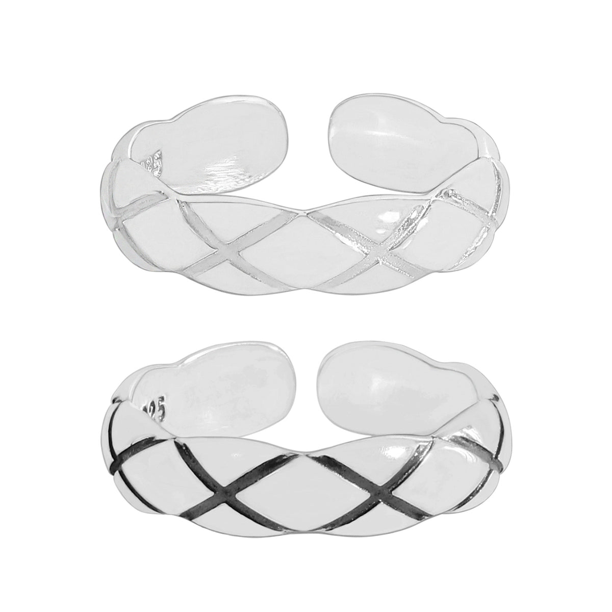 Lady Elegant Quilting 925 Sterling Silver Wave Adjustable Ring