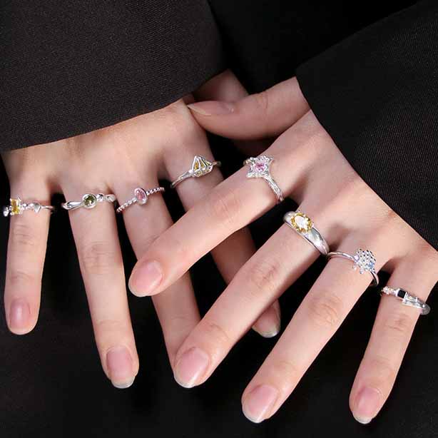 Women Irregular CZ Star 925 Sterling Silver Adjustable Ring