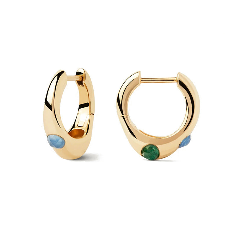Modern Fashion Commuter Jewelry Irregular Geometric Cubic Zirconia 925 Sterling Silver Hoop Earrings