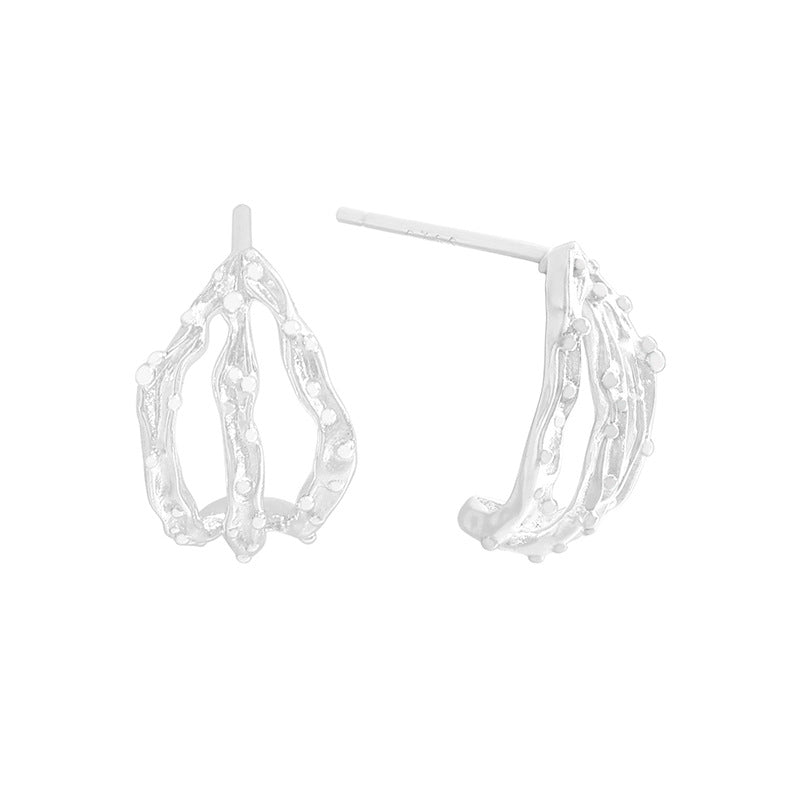 Fashion Irregular Hollow Claws 925 Sterling Silver Stud Earrings