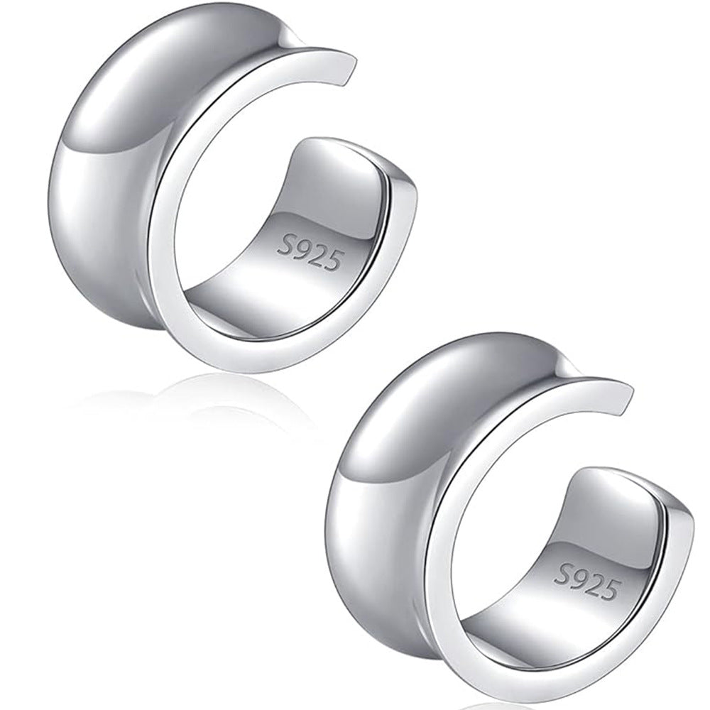 Geometric Design 925 Sterling Silver U-Shaped Ear Clip Earrings for Women Fashion Modern Style No Piercing Required Elegant and Versatile Jewelry