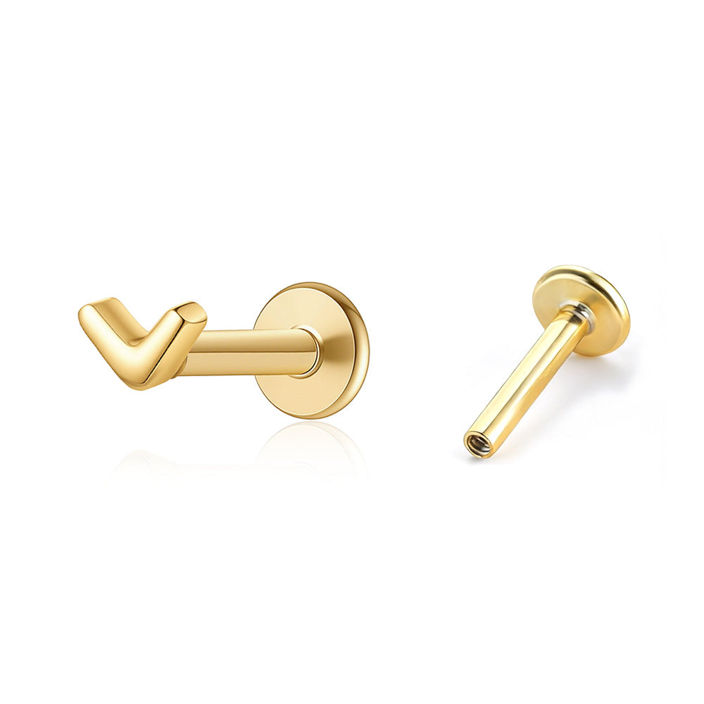 Mini Chevron V Shape Threaded Cartilage Piercing S925 Sterling Silver Stud Earring(Single)