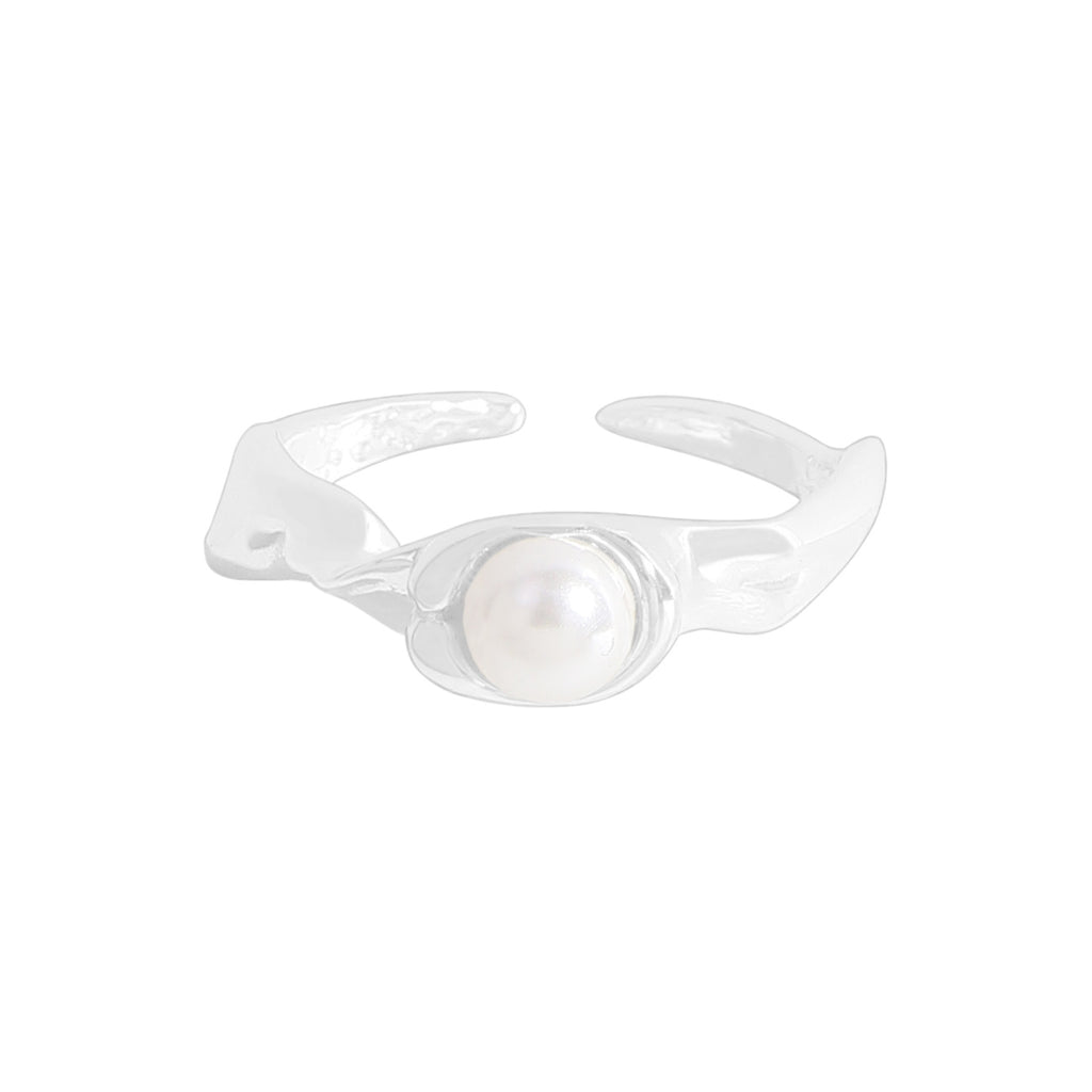 Women Gift Round Natural Pearl 925 Sterling Silver Twisted Adjustable Ring