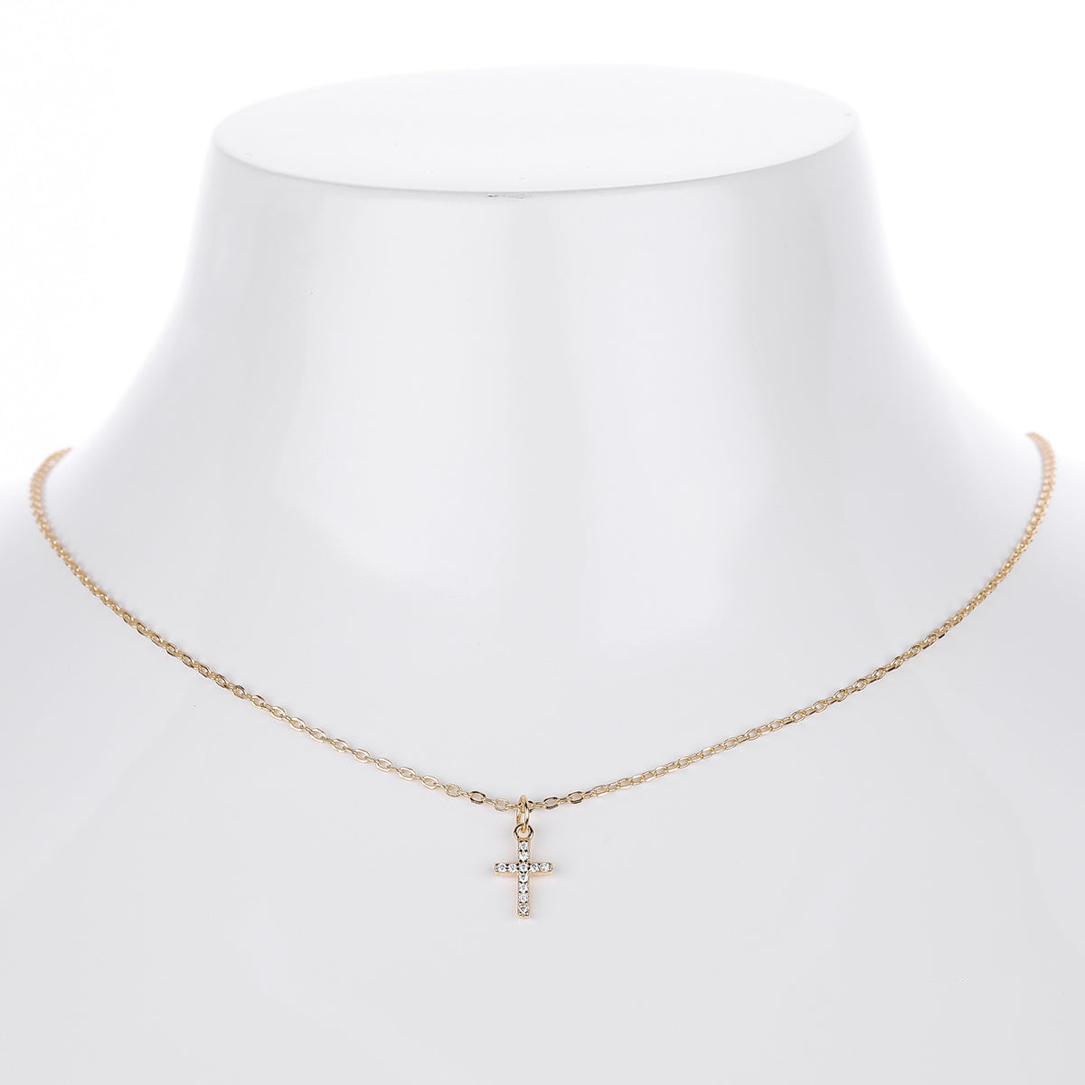 Fine Jewelry Gift Women 925 Sterling Silver Chain Adjustable Length Cubic Zirconia Cross Pendant Necklace