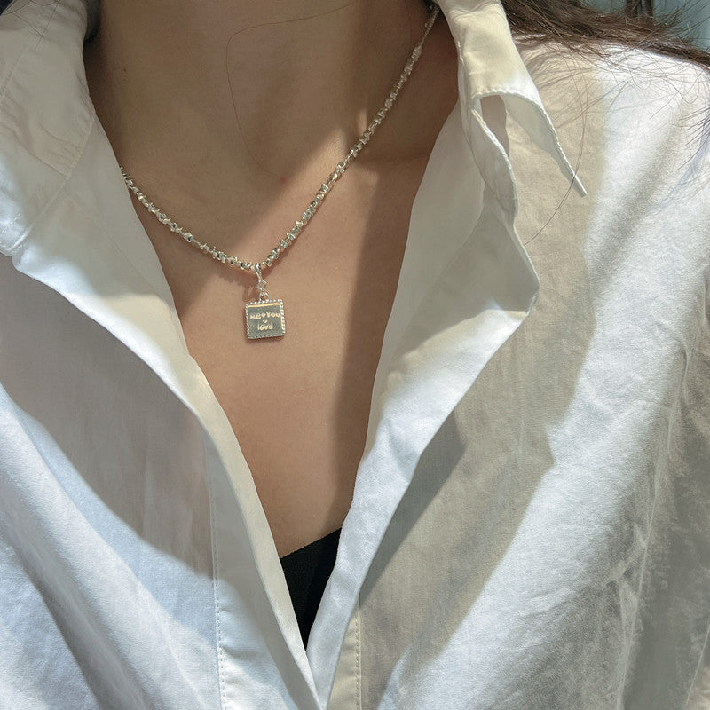 Trendy Heart Shape Letter Pendant Polished 925 Sterling Silver Minimalist Charm