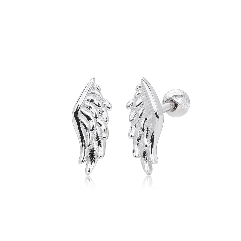 Modern 925 Sterling Silver Gold Plated Ideal Wing Design Stud Earrings