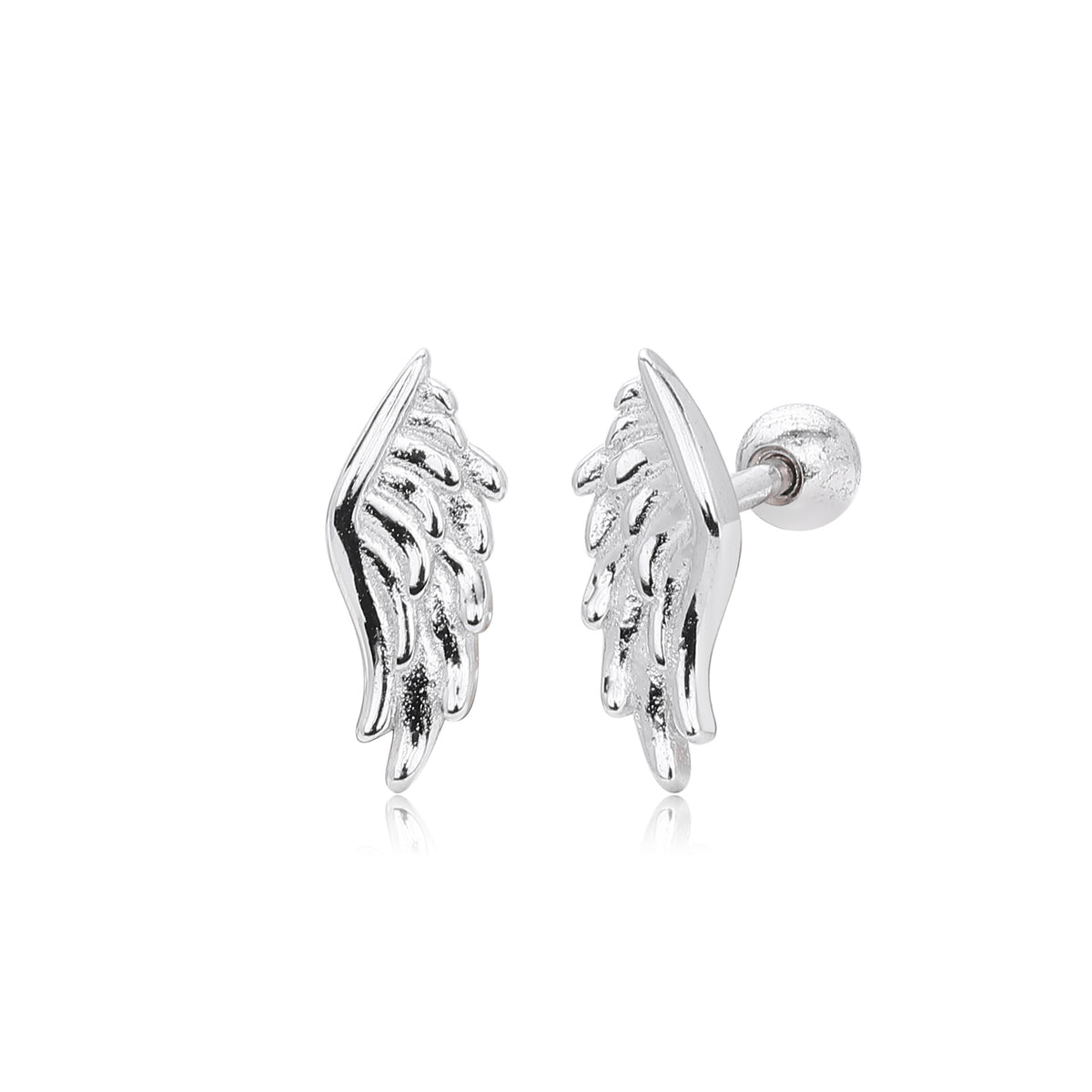 Modern 925 Sterling Silver Gold Plated Ideal Wing Design Stud Earrings