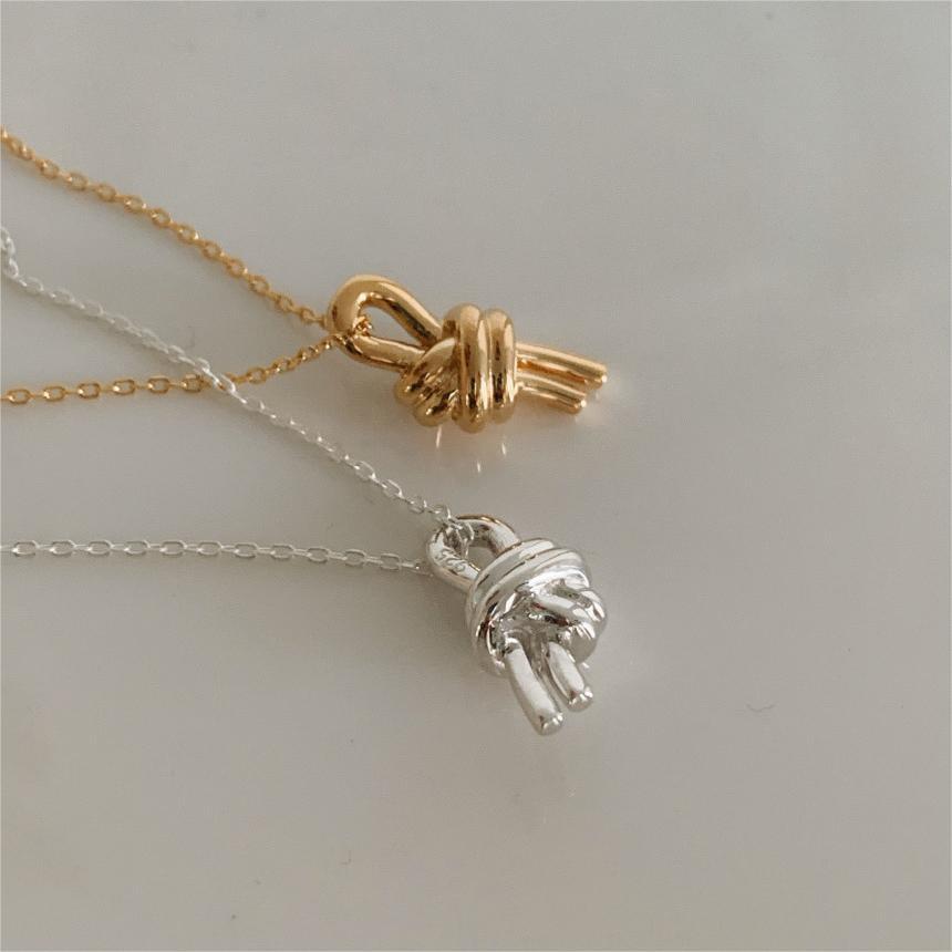 Simple Irregular Knot 925 Sterling Silver Necklace