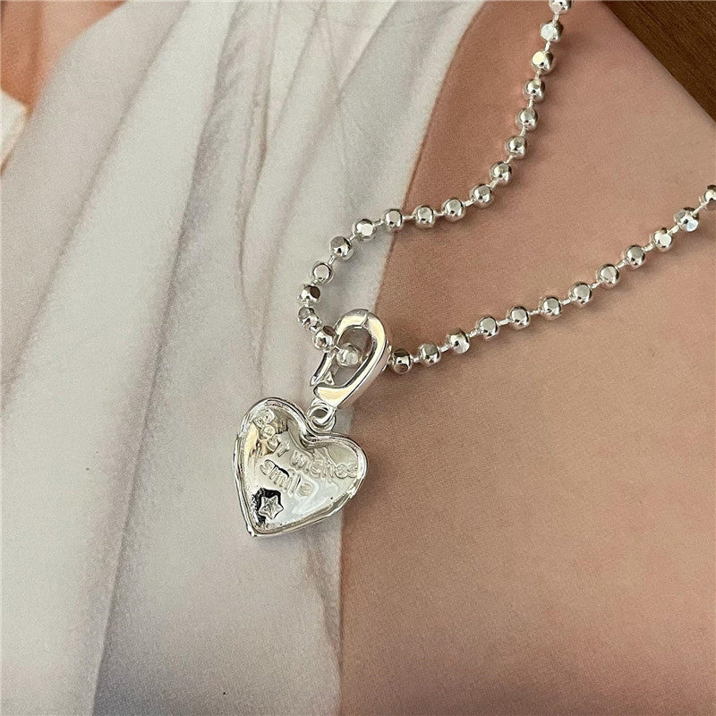 Trendy Heart Shape Letter Pendant Polished 925 Sterling Silver Minimalist Charm
